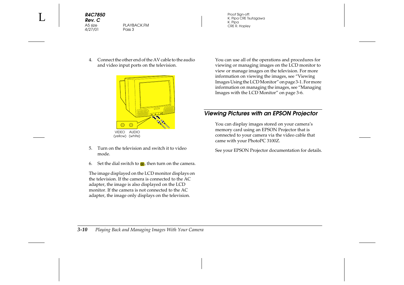 Viewing pictures with an epson projector, Viewing pictures with an epson projector -10 | Epson 3100Z User Manual | Page 62 / 143