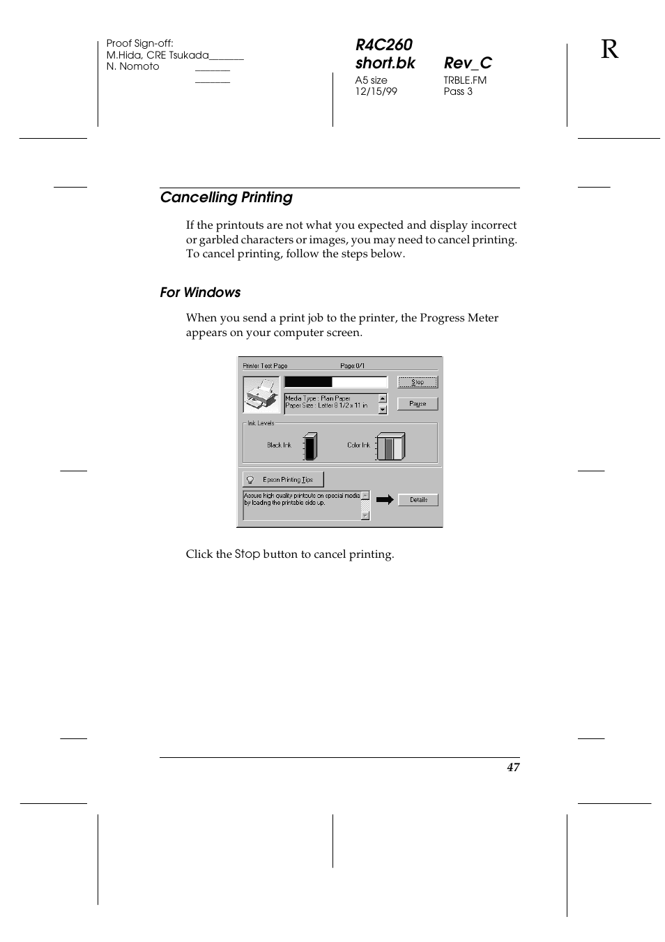 Cancelling printing, R4c260 short.bk rev_c | Epson 460 User Manual | Page 53 / 64