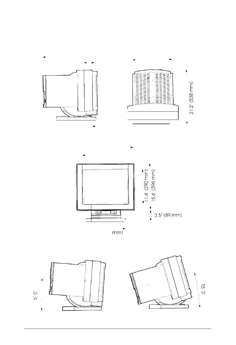 Dimensions, Tilt and swivel base | Epson Professional Series II User Manual | Page 61 / 63