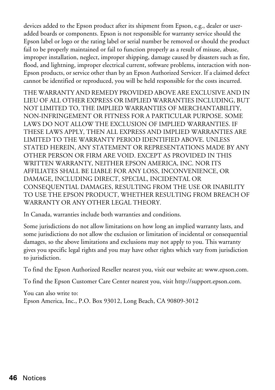 Epson Stylus CX4200 User Manual | Page 46 / 48