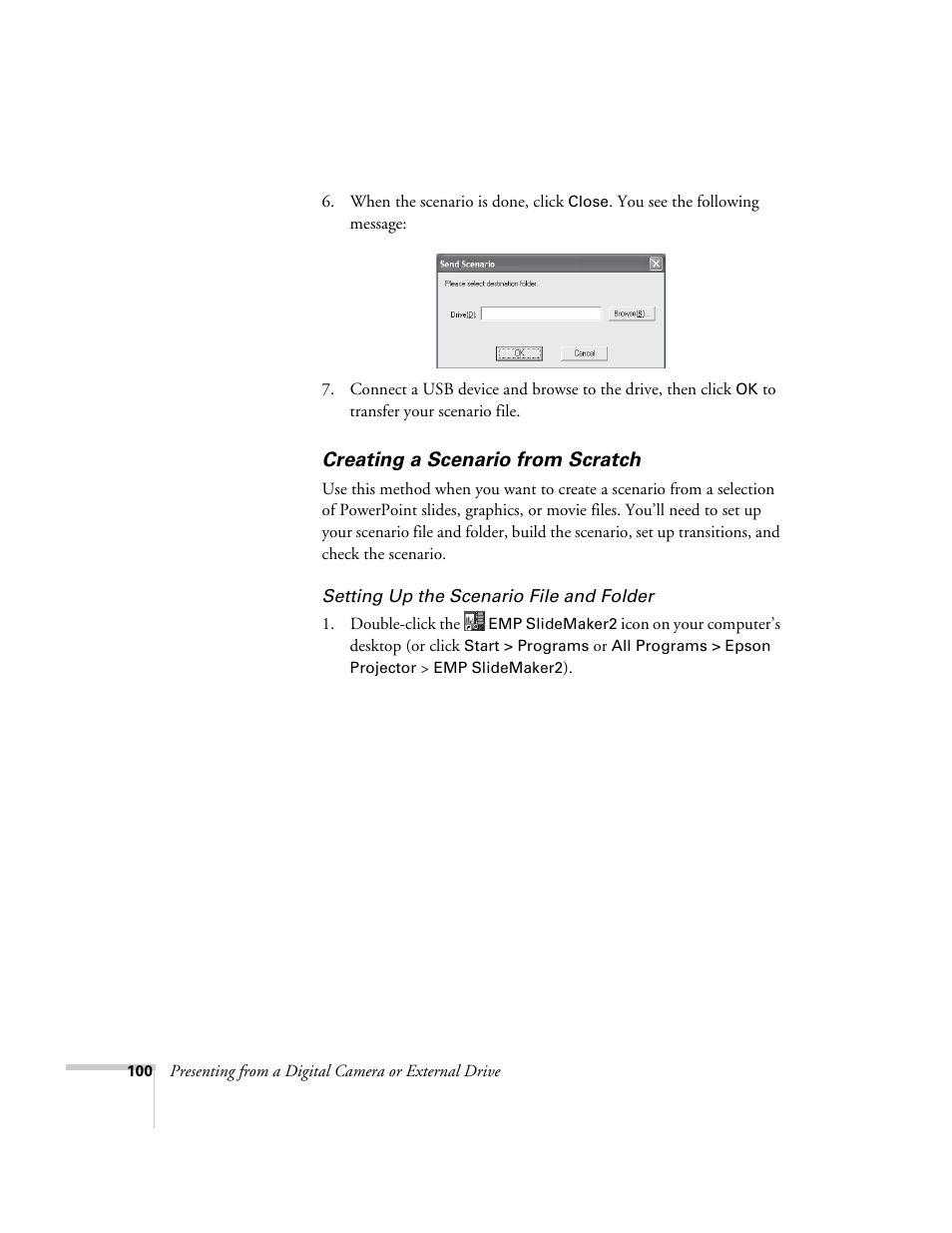 Creating a scenario from scratch | Epson PowerLite 1715c User Manual | Page 100 / 202