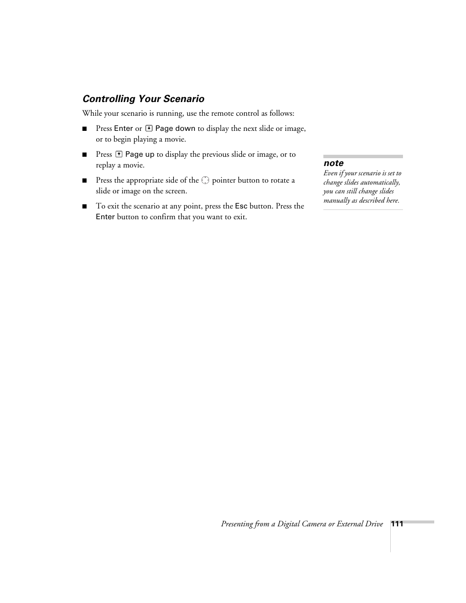 Controlling your scenario | Epson PowerLite 1715c User Manual | Page 111 / 202