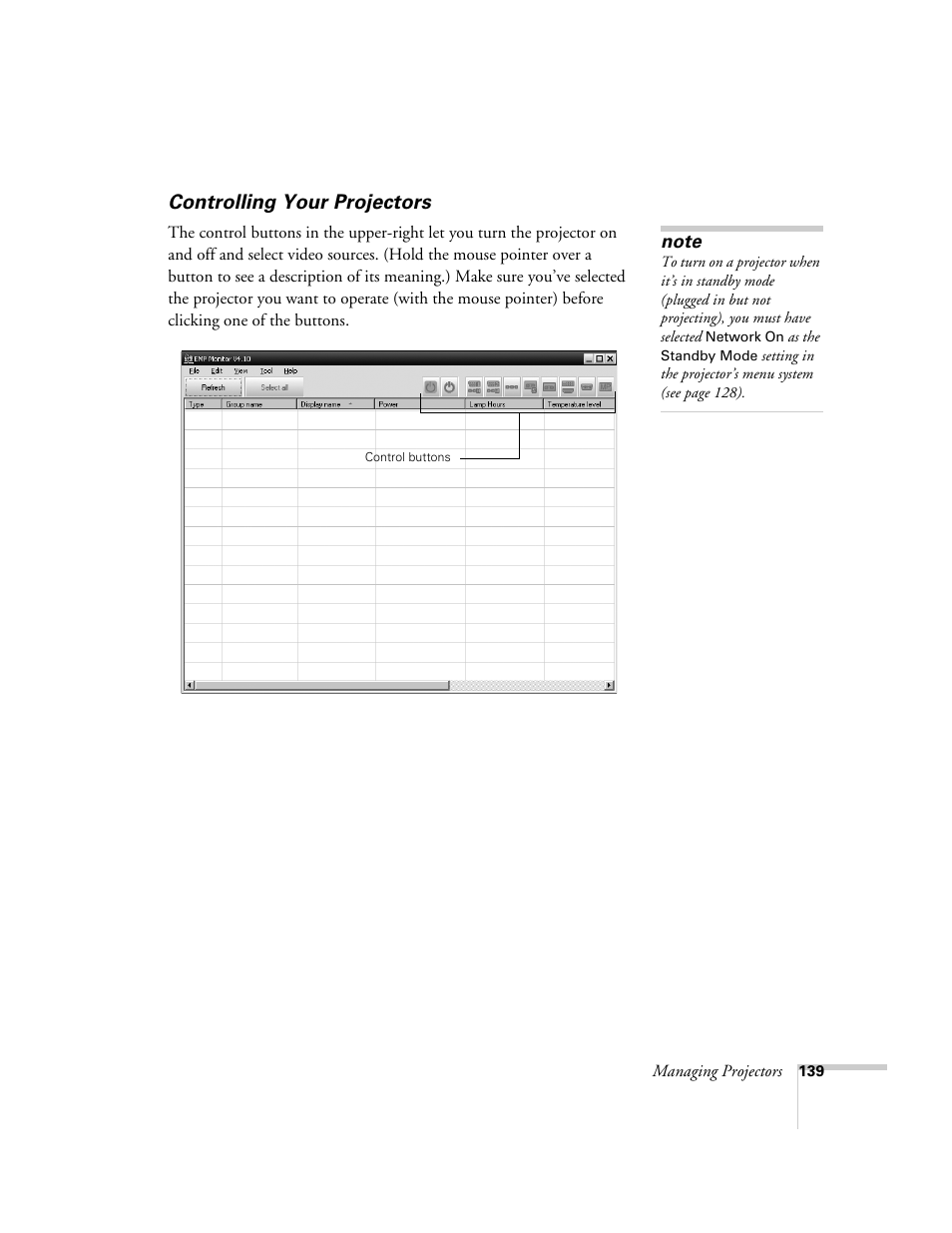 Controlling your projectors | Epson PowerLite 1715c User Manual | Page 139 / 202