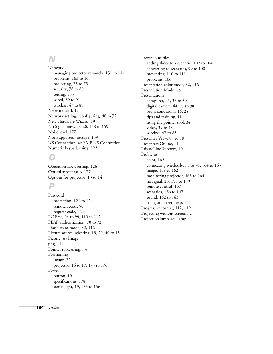 Epson PowerLite 1715c User Manual | Page 194 / 202