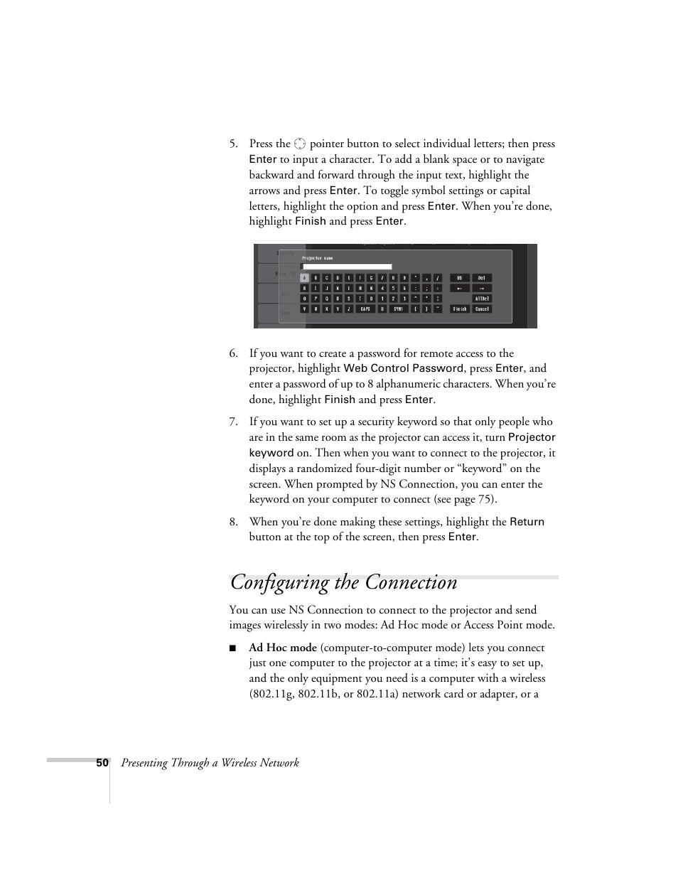 Configuring the connection | Epson PowerLite 1715c User Manual | Page 50 / 202