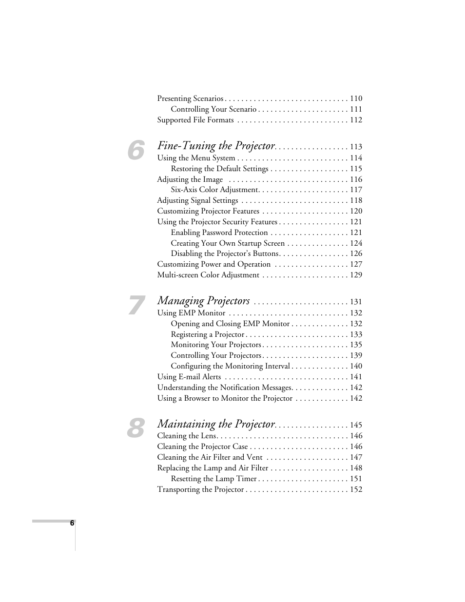 Epson PowerLite 1715c User Manual | Page 6 / 202