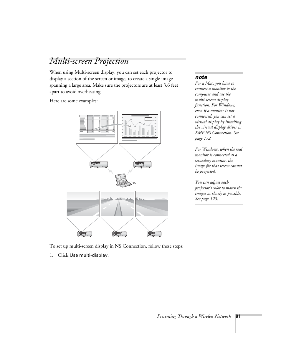 Multi-screen projection | Epson PowerLite 1715c User Manual | Page 81 / 202