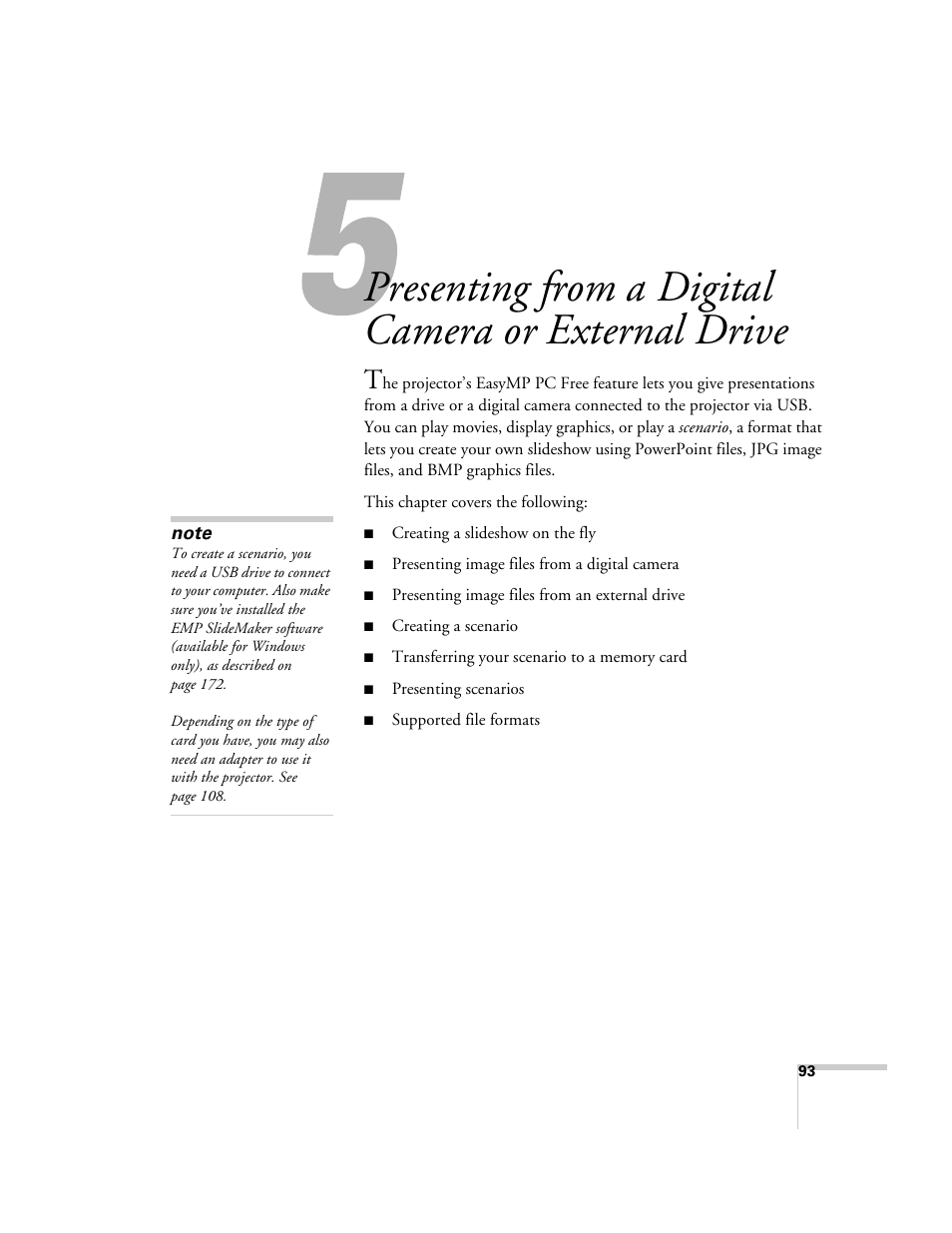Presenting from a digital camera or external drive, Drive | Epson PowerLite 1715c User Manual | Page 93 / 202