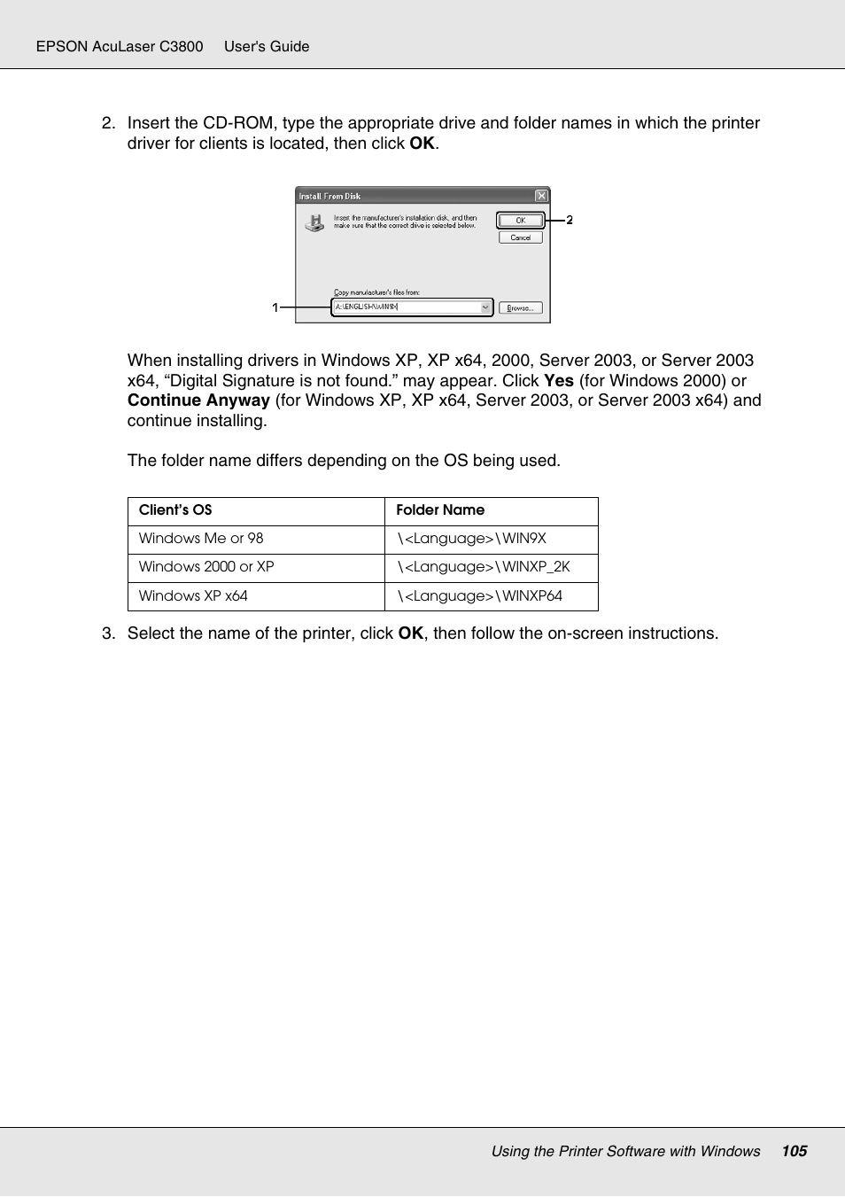 Epson ACULASER C3800 User Manual | Page 105 / 302