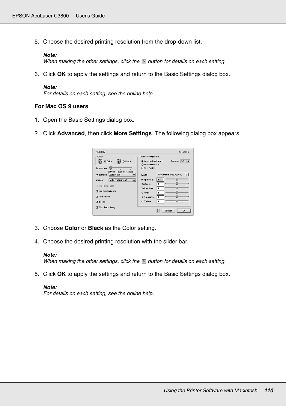 Epson ACULASER C3800 User Manual | Page 110 / 302