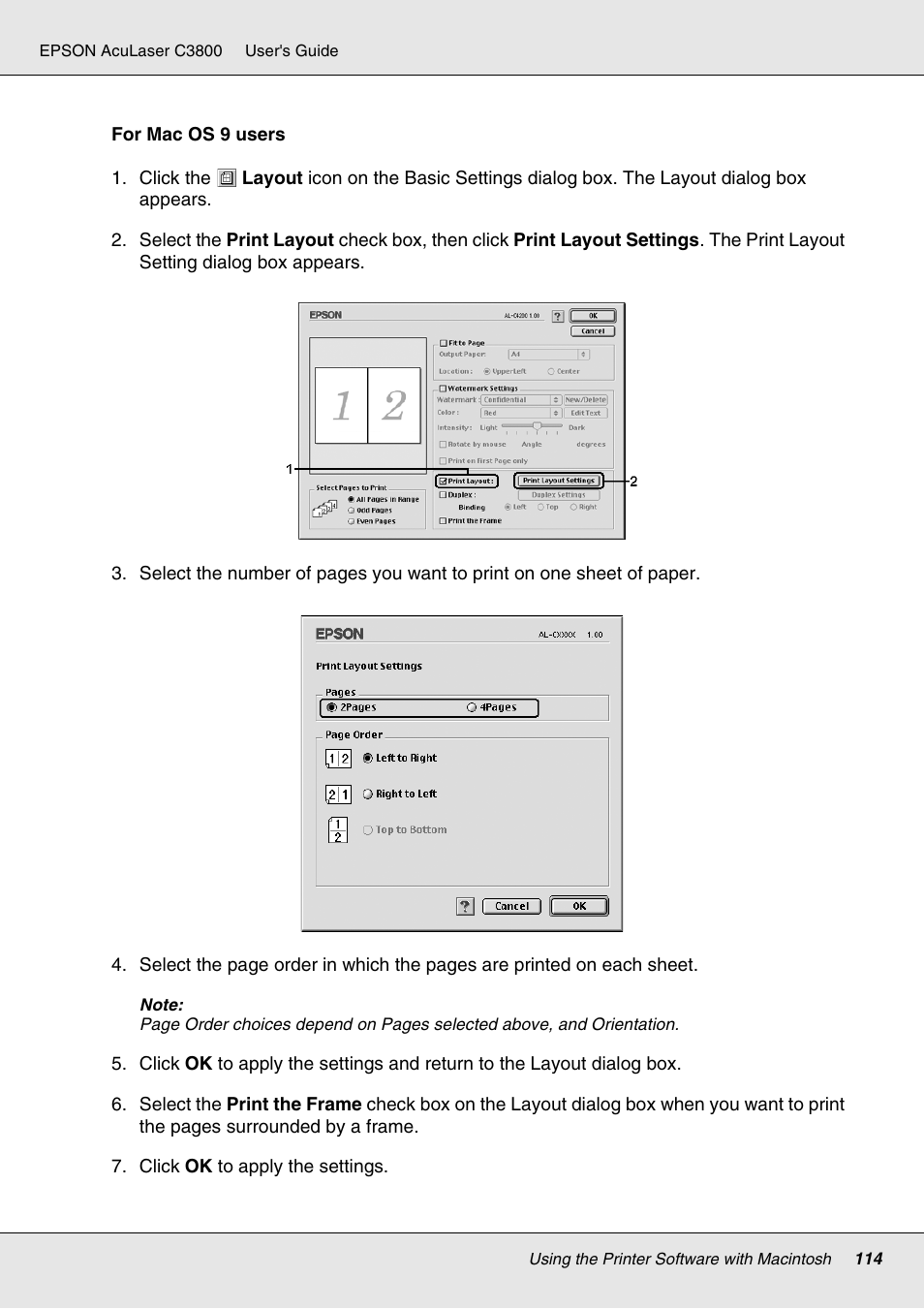 Epson ACULASER C3800 User Manual | Page 114 / 302