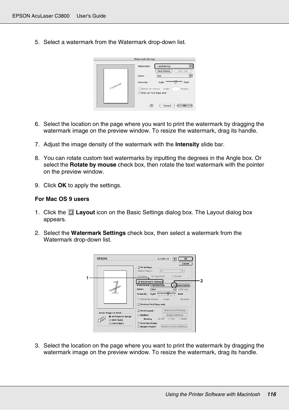 Epson ACULASER C3800 User Manual | Page 116 / 302
