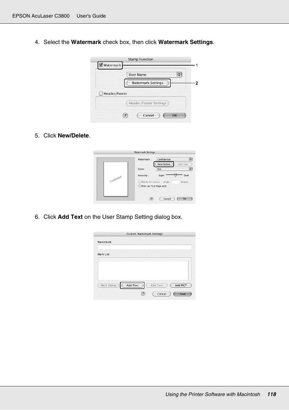 Epson ACULASER C3800 User Manual | Page 118 / 302