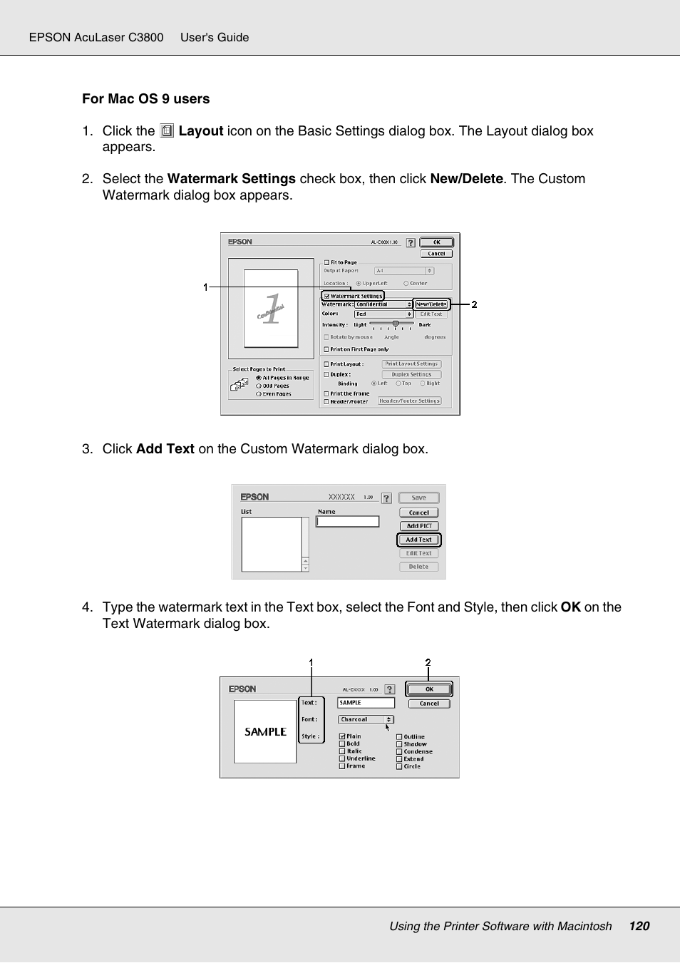 Epson ACULASER C3800 User Manual | Page 120 / 302