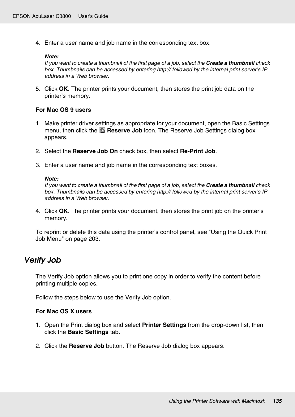 Verify job | Epson ACULASER C3800 User Manual | Page 135 / 302