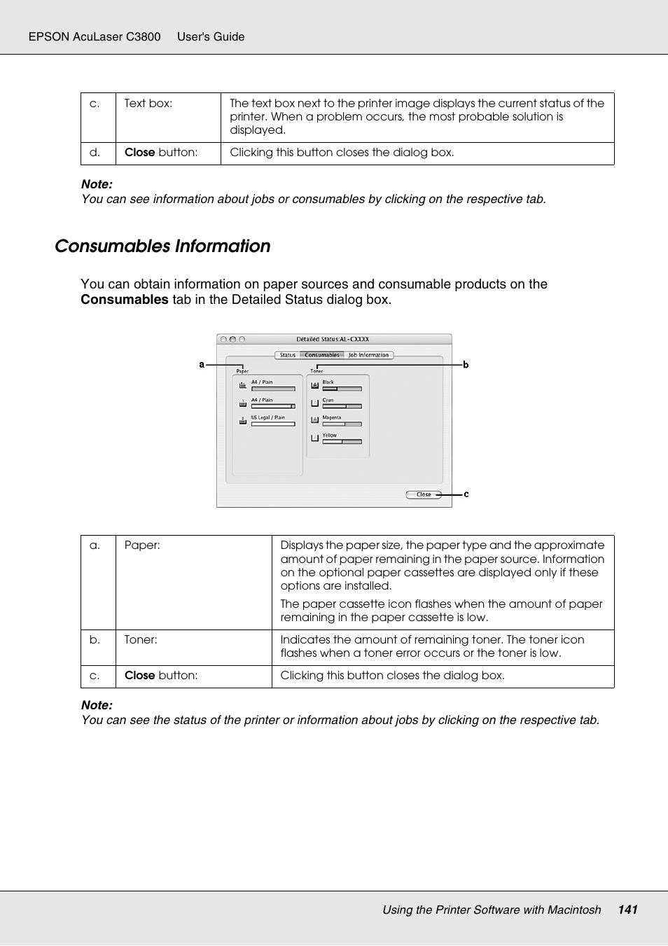 Consumables information | Epson ACULASER C3800 User Manual | Page 141 / 302