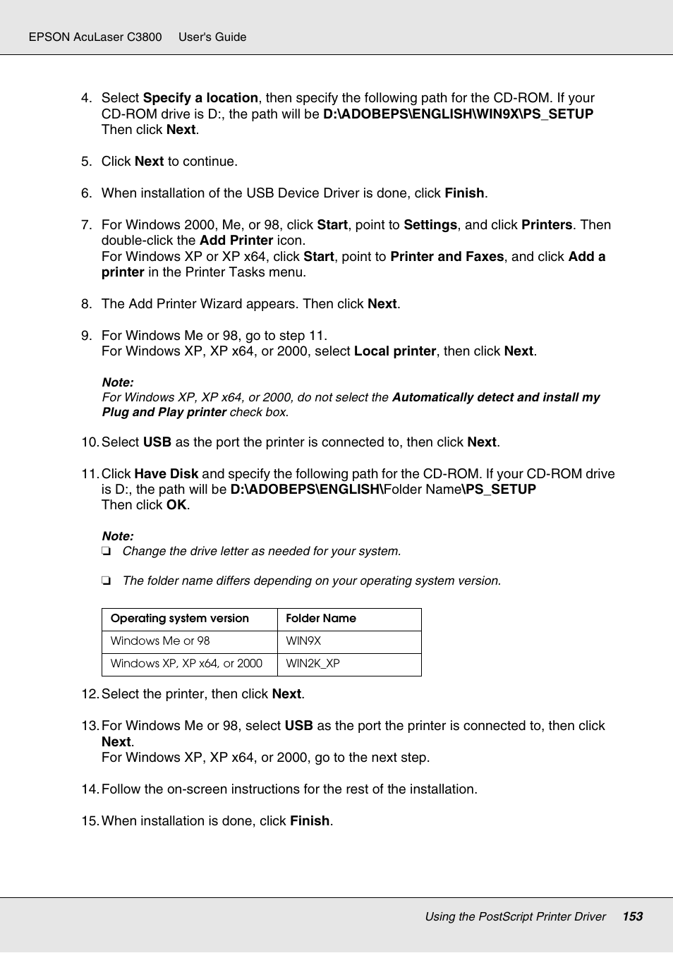 Epson ACULASER C3800 User Manual | Page 153 / 302