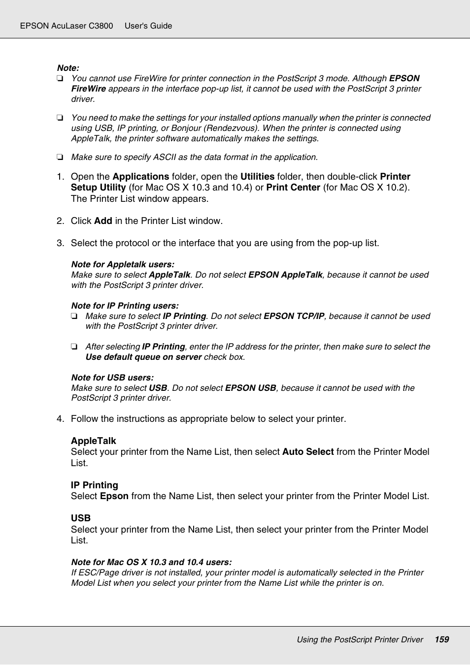 Epson ACULASER C3800 User Manual | Page 159 / 302