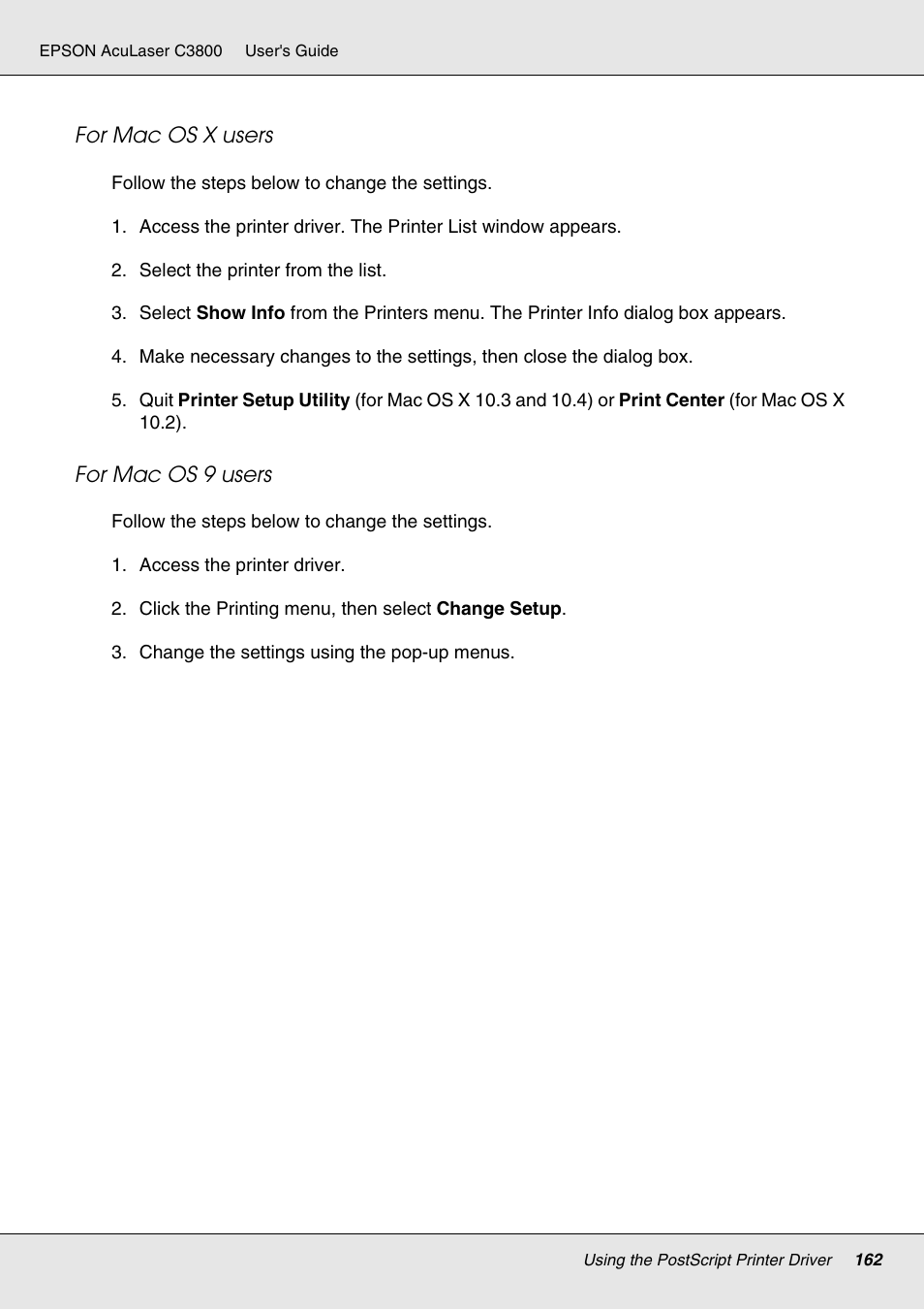 Epson ACULASER C3800 User Manual | Page 162 / 302