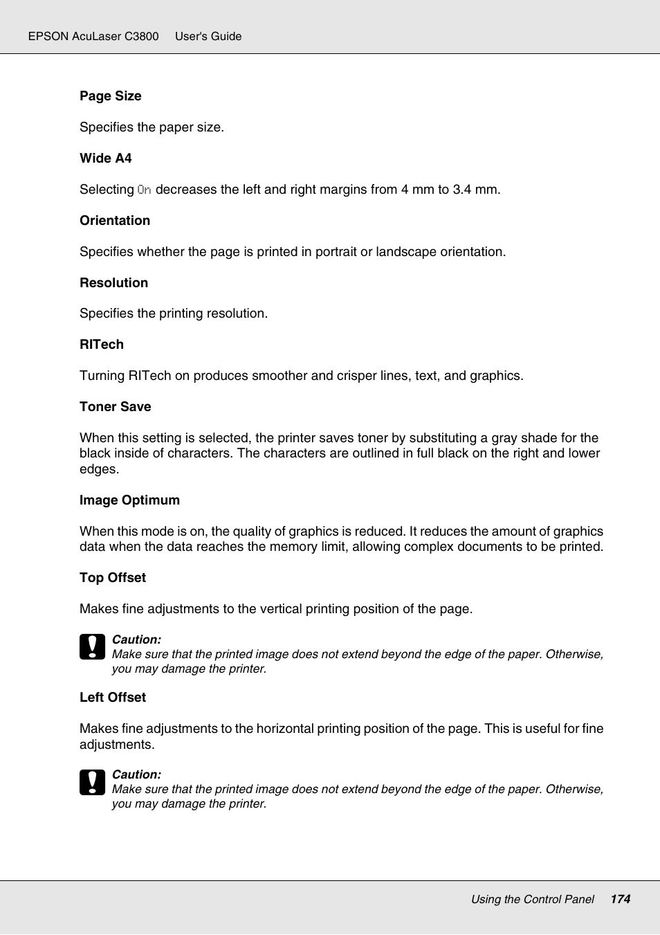 Epson ACULASER C3800 User Manual | Page 174 / 302