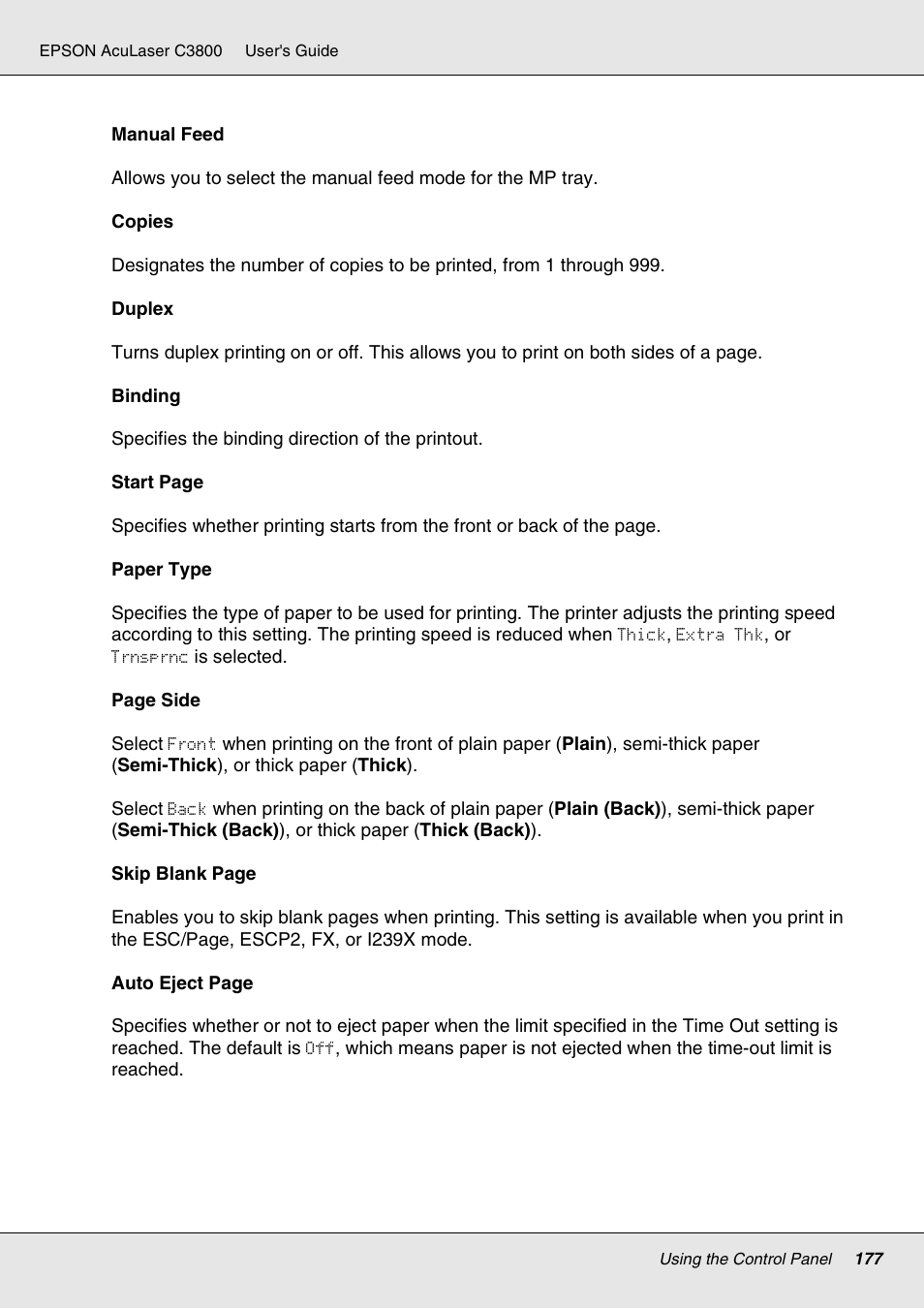 Epson ACULASER C3800 User Manual | Page 177 / 302