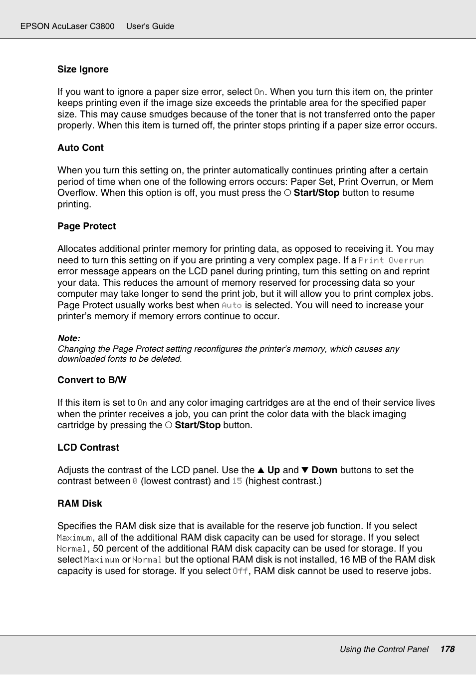 Epson ACULASER C3800 User Manual | Page 178 / 302