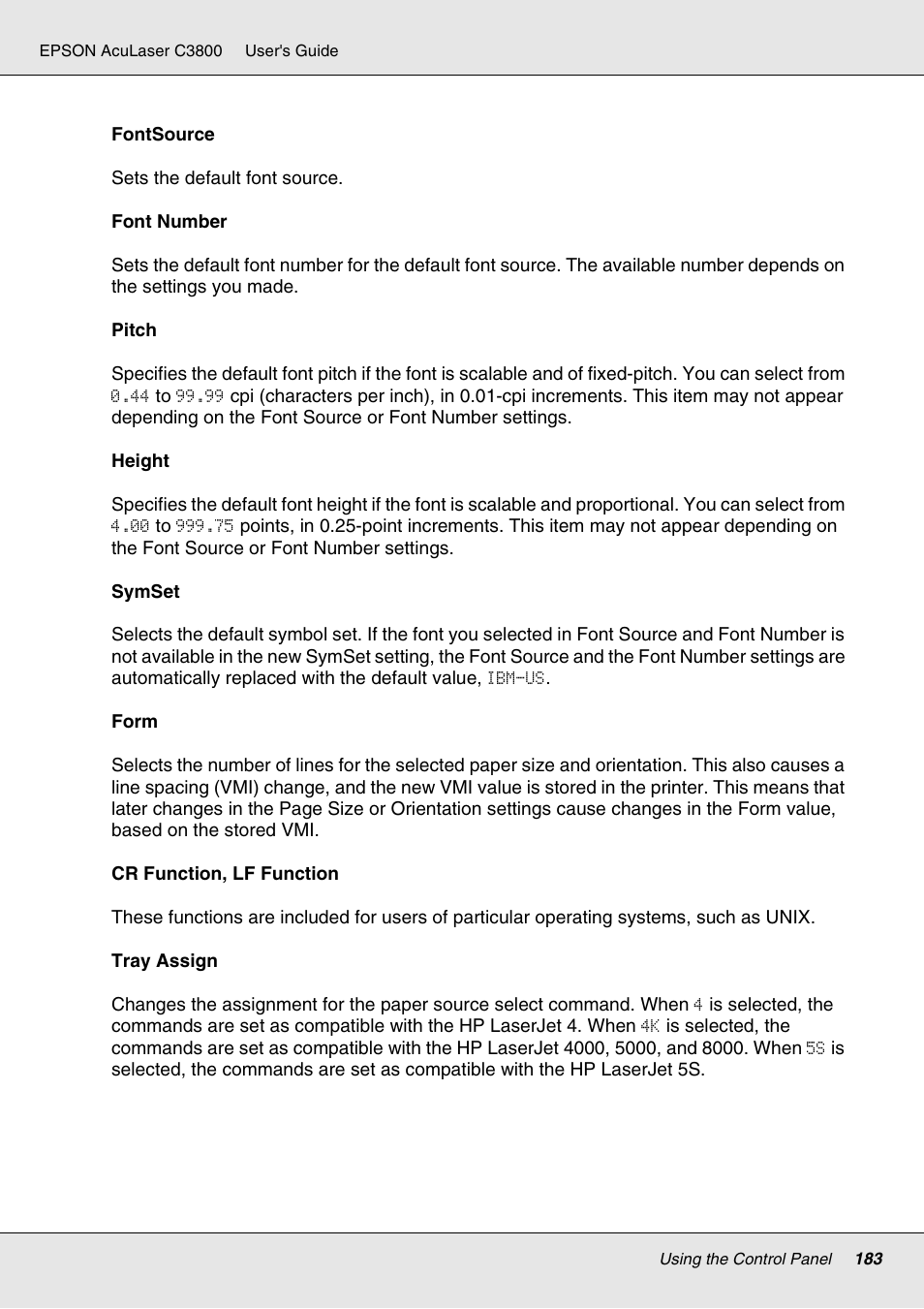Epson ACULASER C3800 User Manual | Page 183 / 302