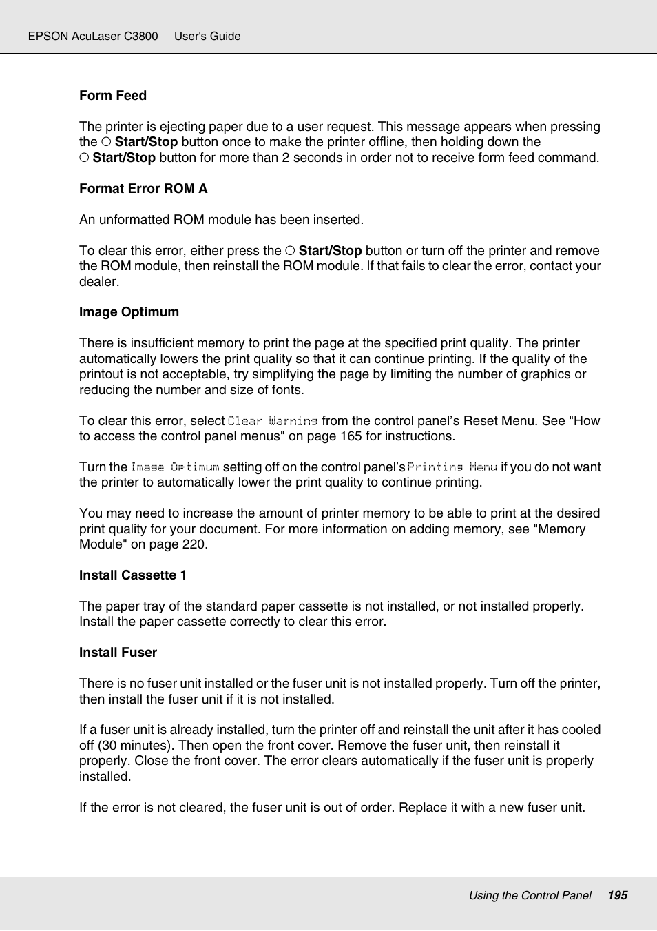 Epson ACULASER C3800 User Manual | Page 195 / 302