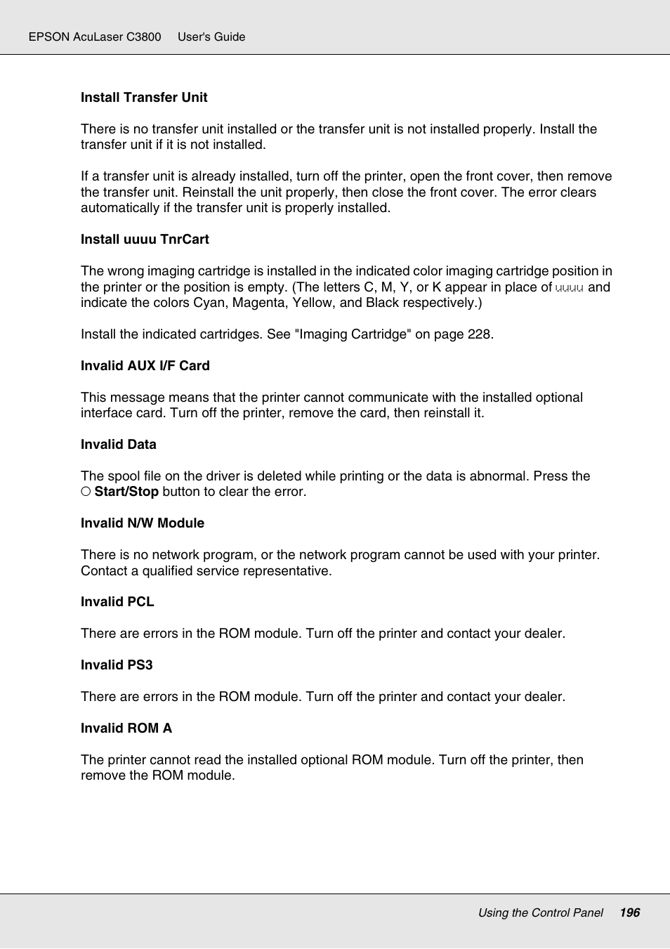 Epson ACULASER C3800 User Manual | Page 196 / 302