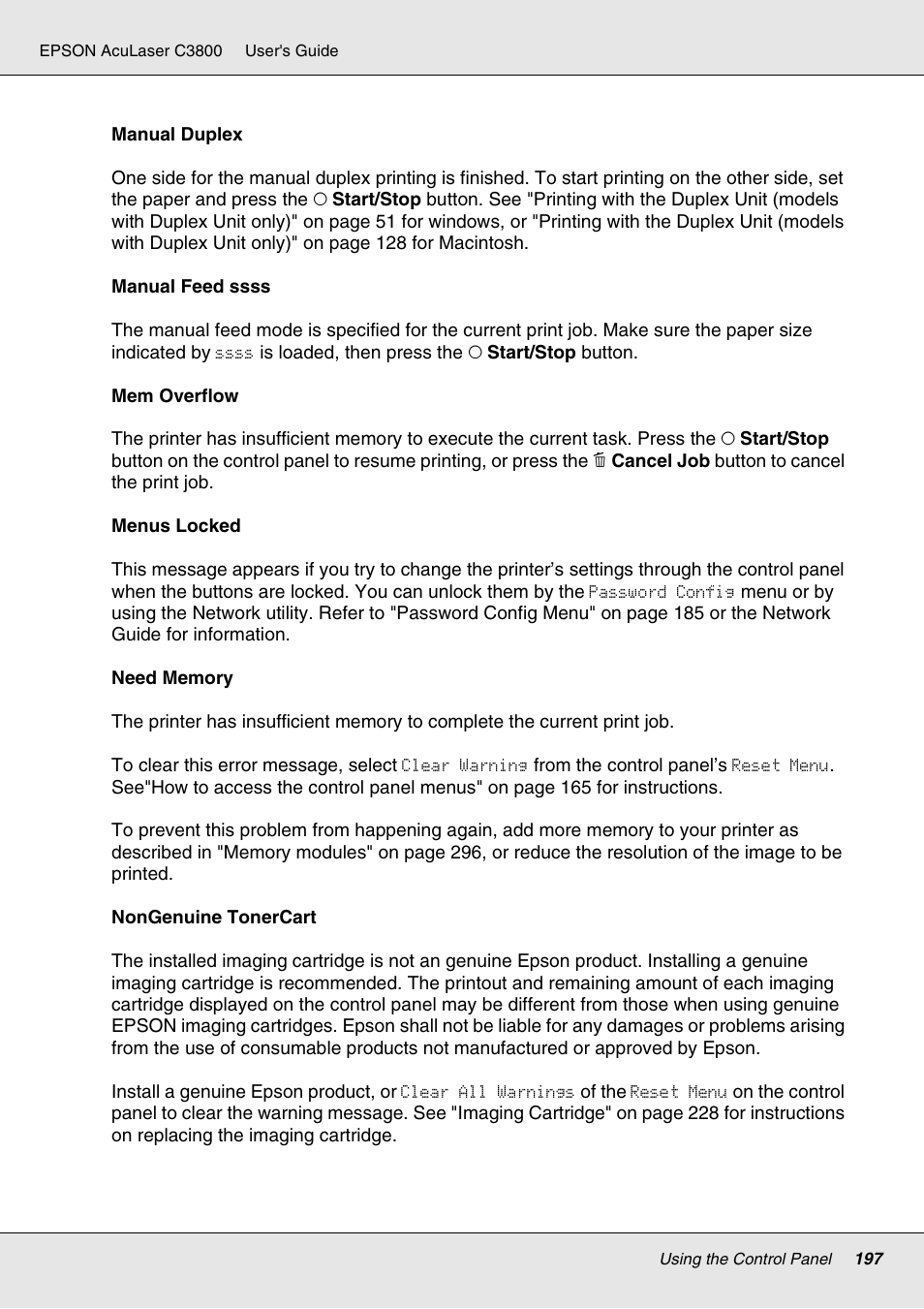 Epson ACULASER C3800 User Manual | Page 197 / 302