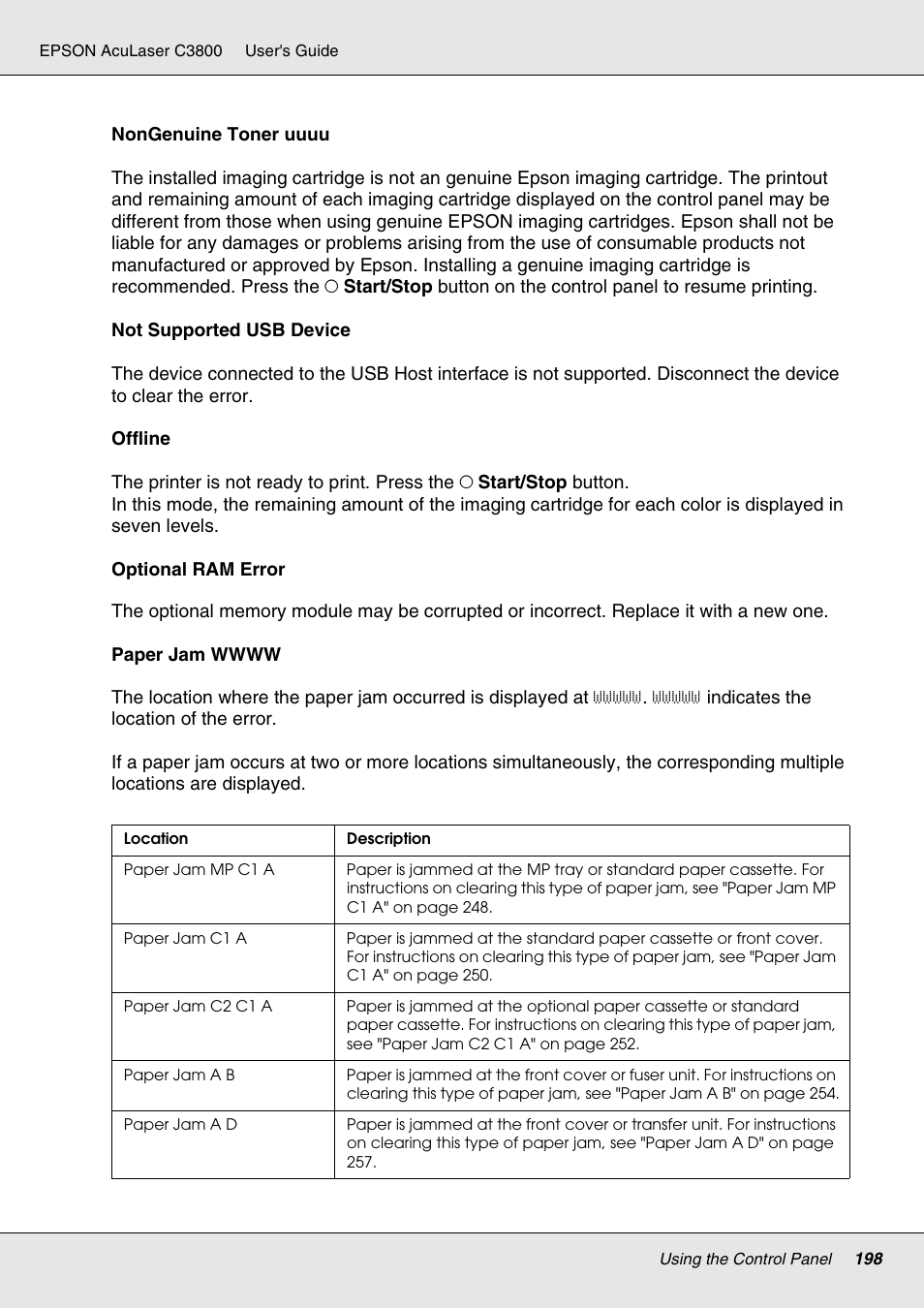 Epson ACULASER C3800 User Manual | Page 198 / 302
