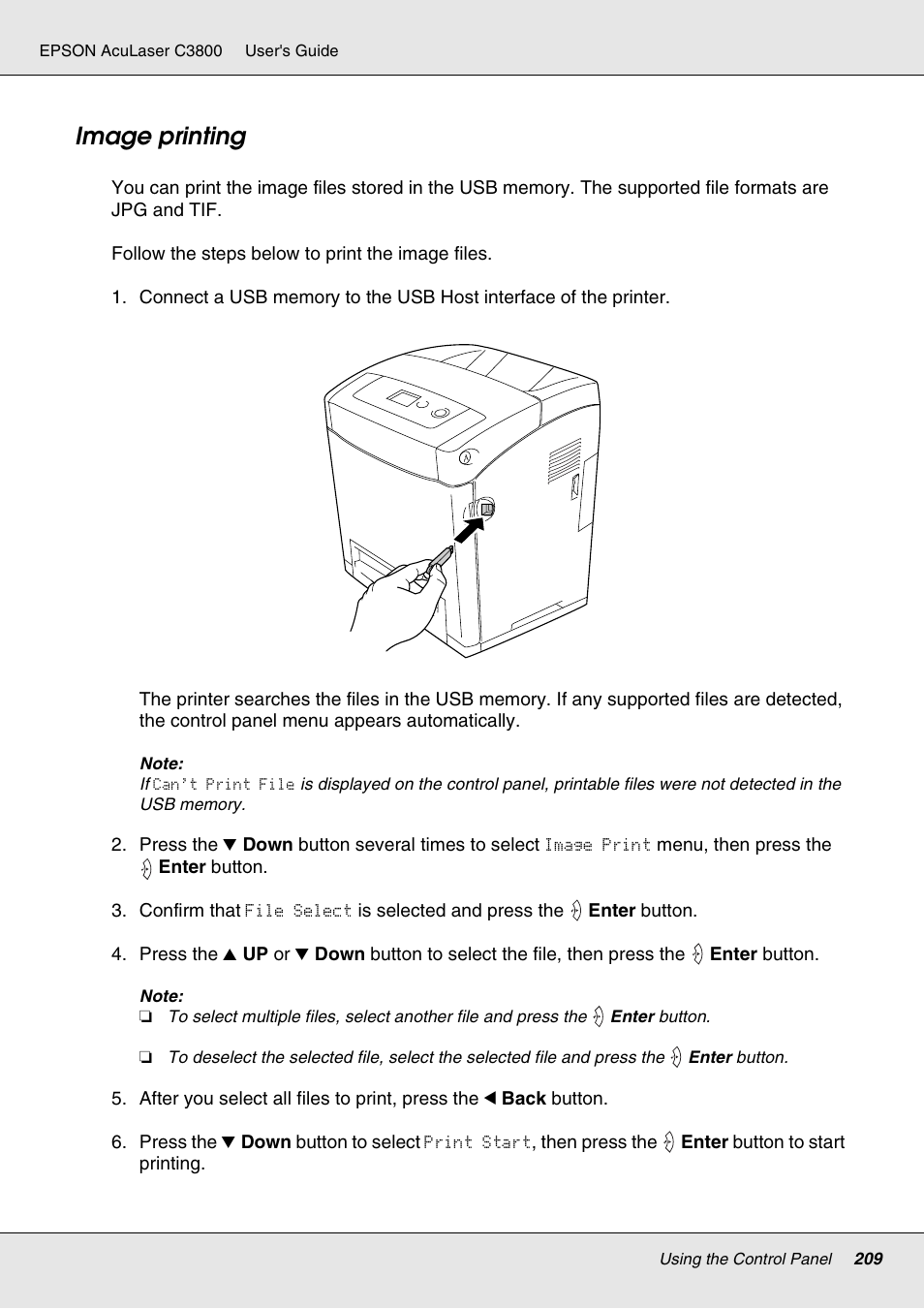 Image printing | Epson ACULASER C3800 User Manual | Page 209 / 302