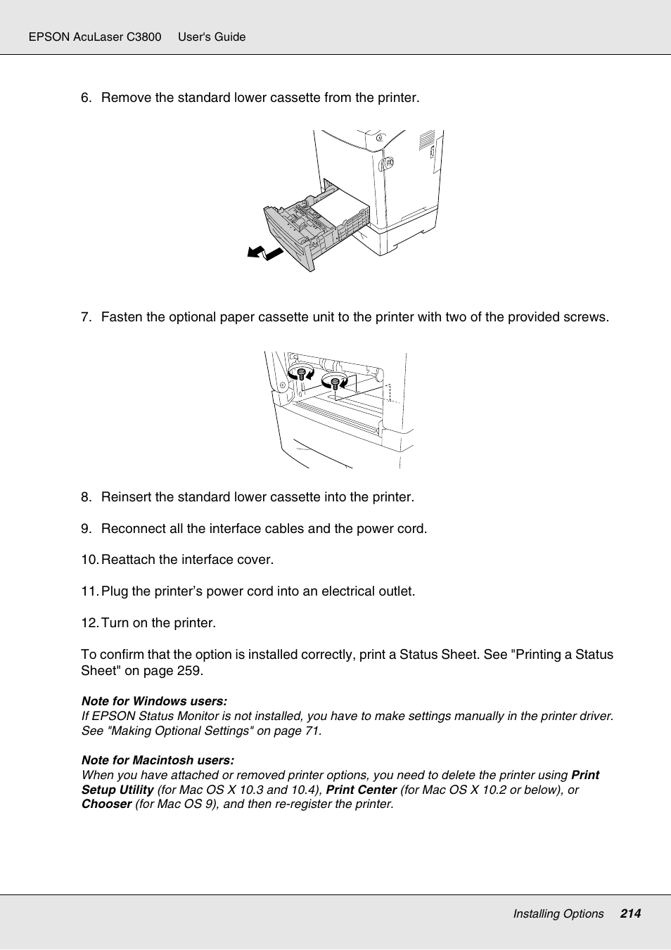 Epson ACULASER C3800 User Manual | Page 214 / 302