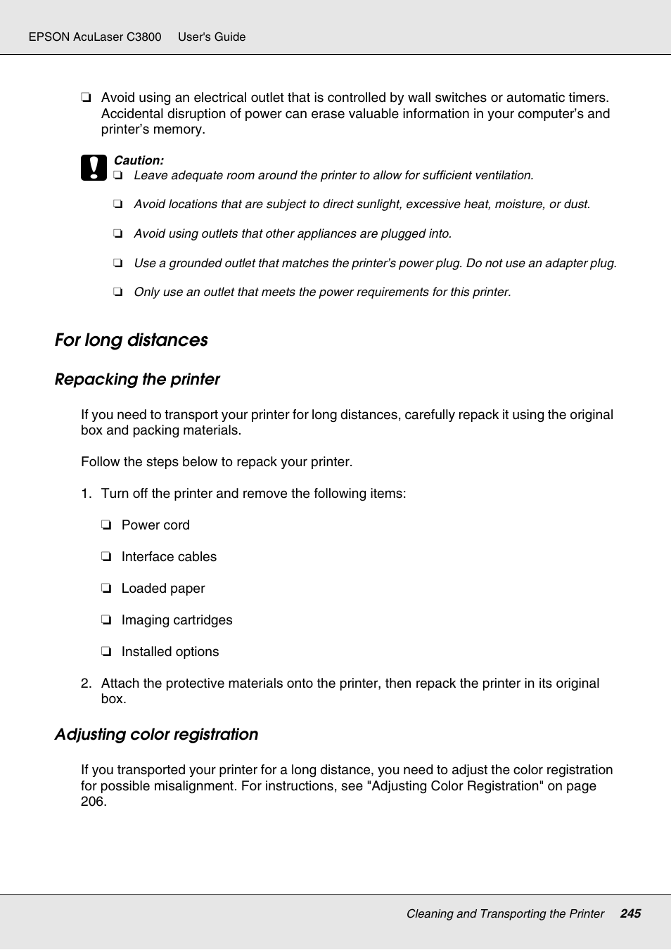 For long distances | Epson ACULASER C3800 User Manual | Page 245 / 302