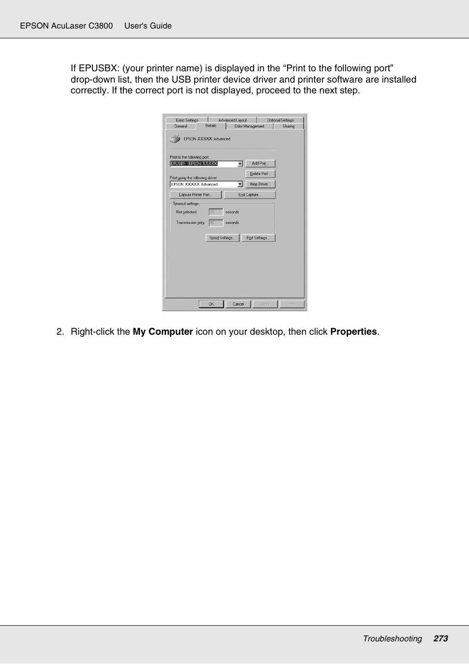 Epson ACULASER C3800 User Manual | Page 273 / 302