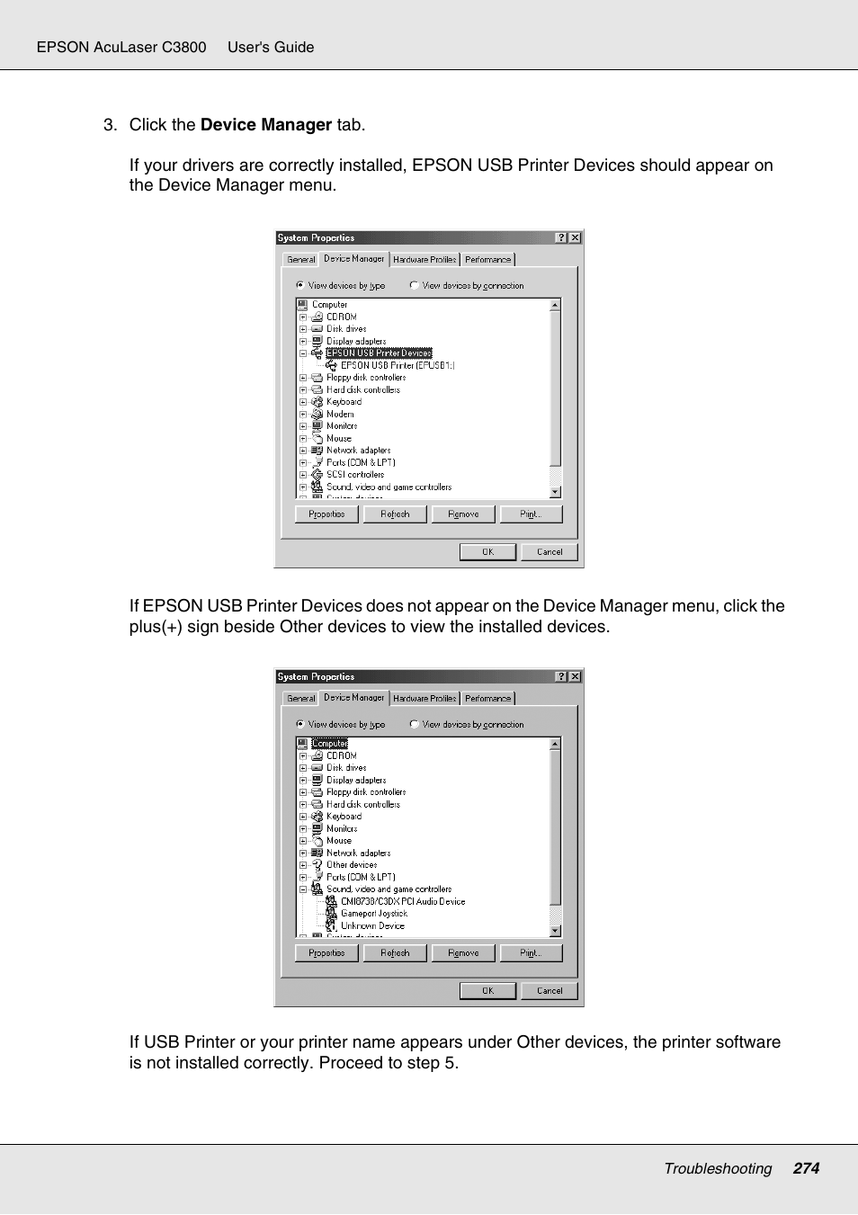 Epson ACULASER C3800 User Manual | Page 274 / 302