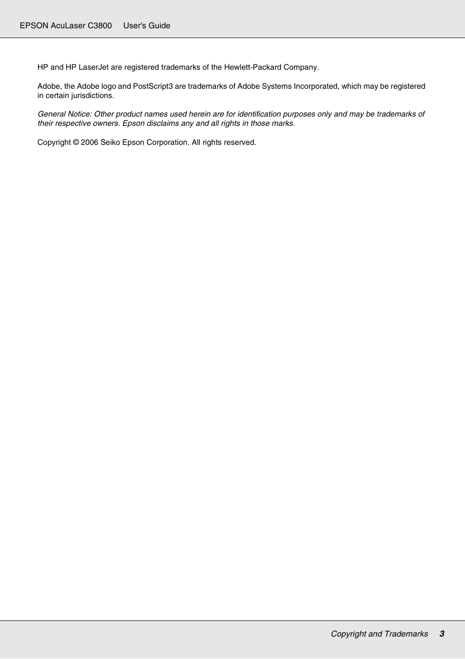 Epson ACULASER C3800 User Manual | Page 3 / 302
