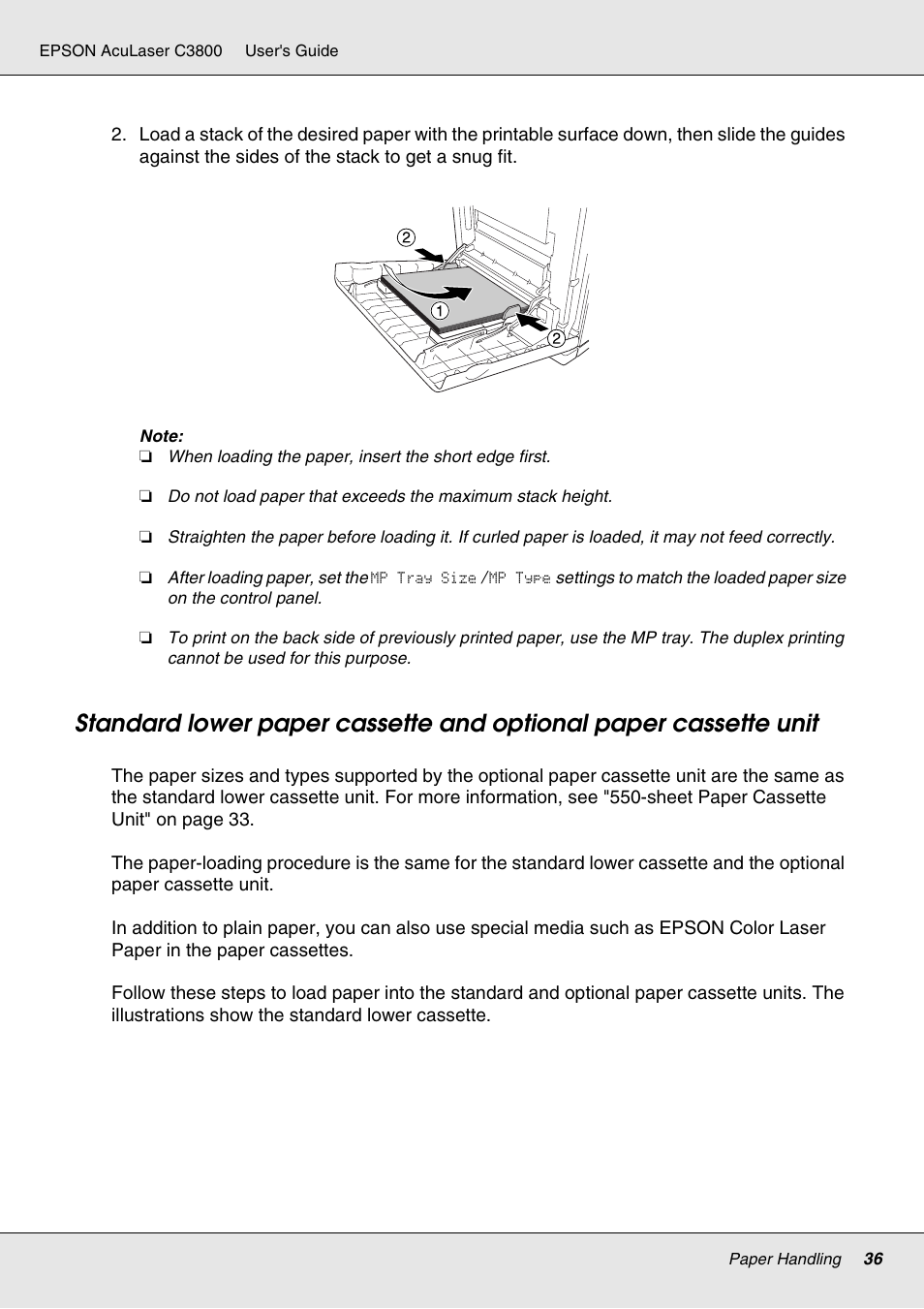 Epson ACULASER C3800 User Manual | Page 36 / 302