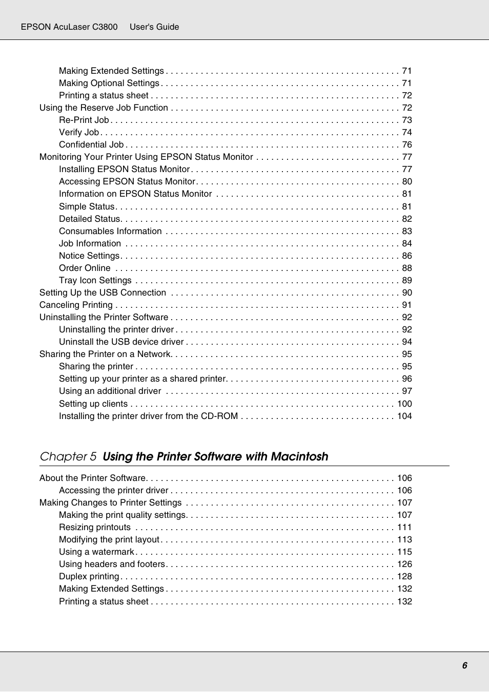 Epson ACULASER C3800 User Manual | Page 6 / 302