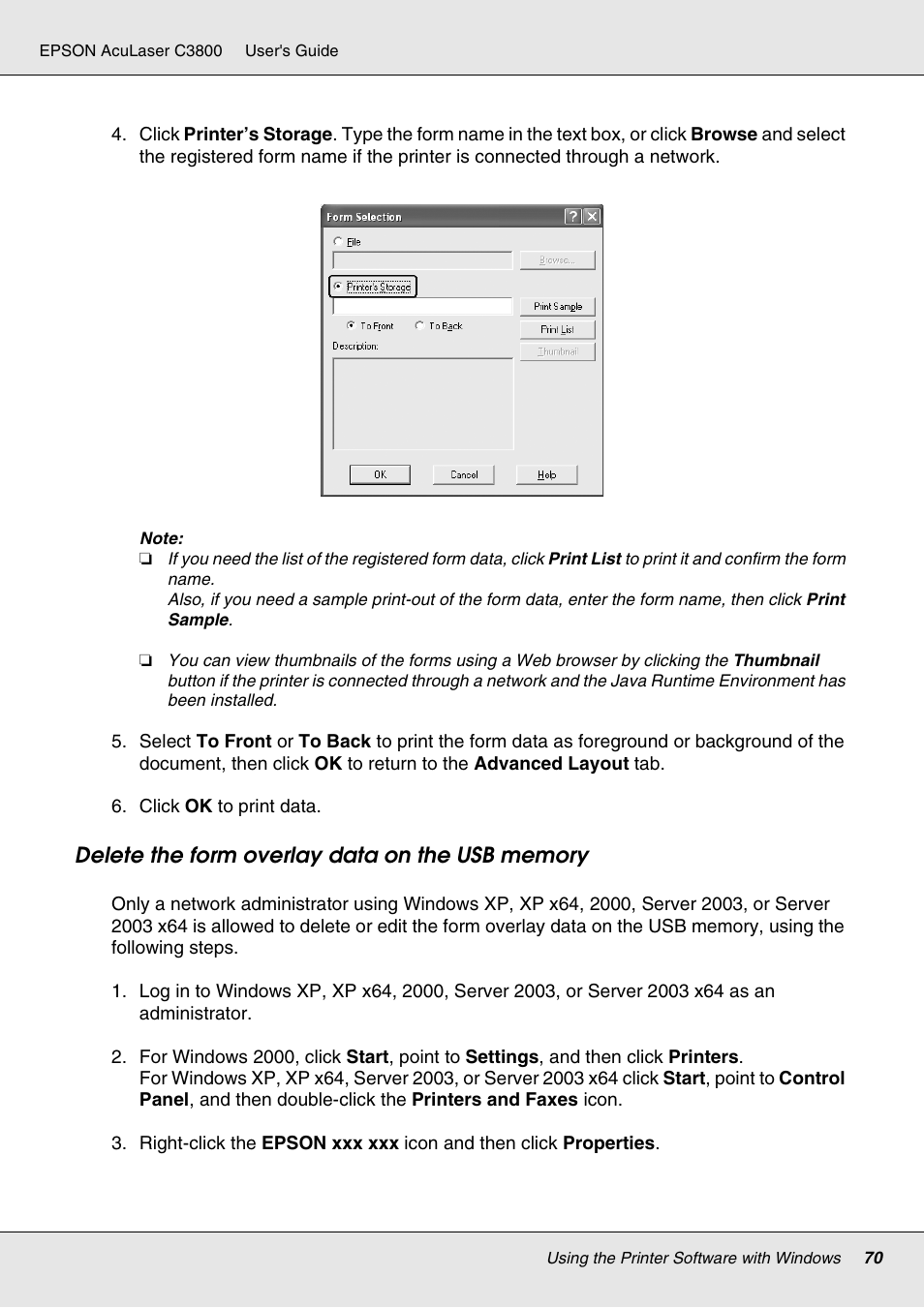 Epson ACULASER C3800 User Manual | Page 70 / 302