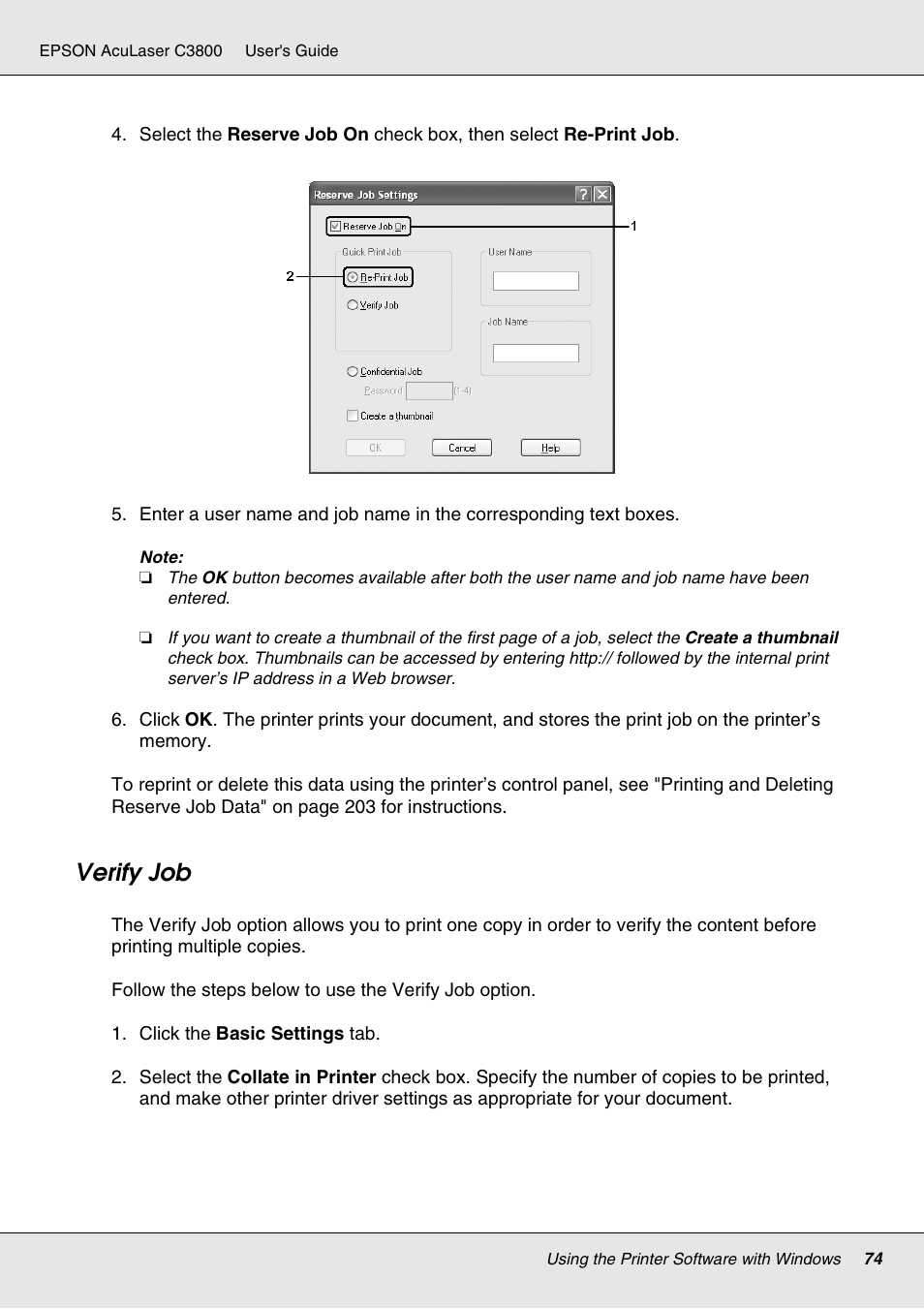 Verify job | Epson ACULASER C3800 User Manual | Page 74 / 302