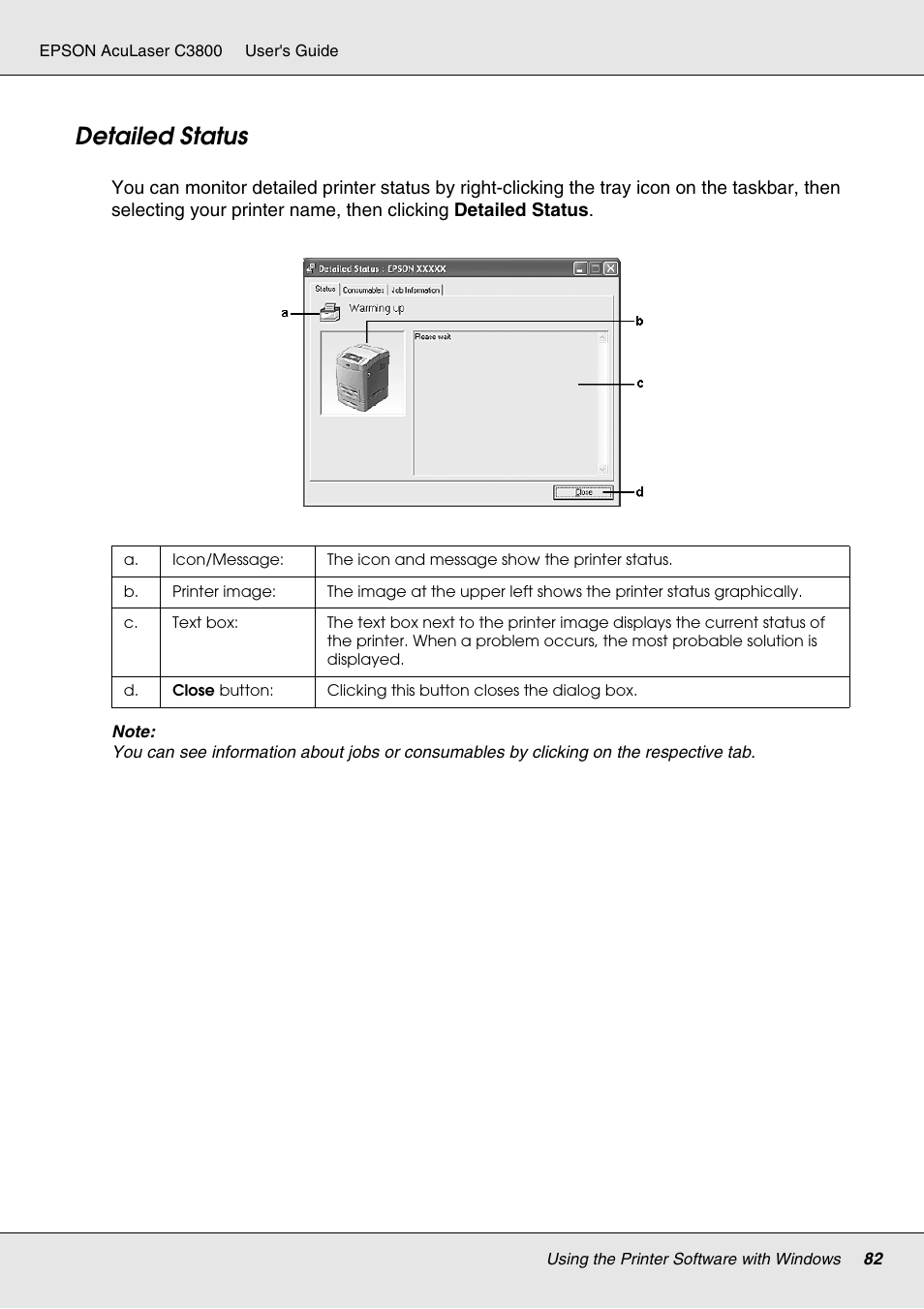 Detailed status | Epson ACULASER C3800 User Manual | Page 82 / 302