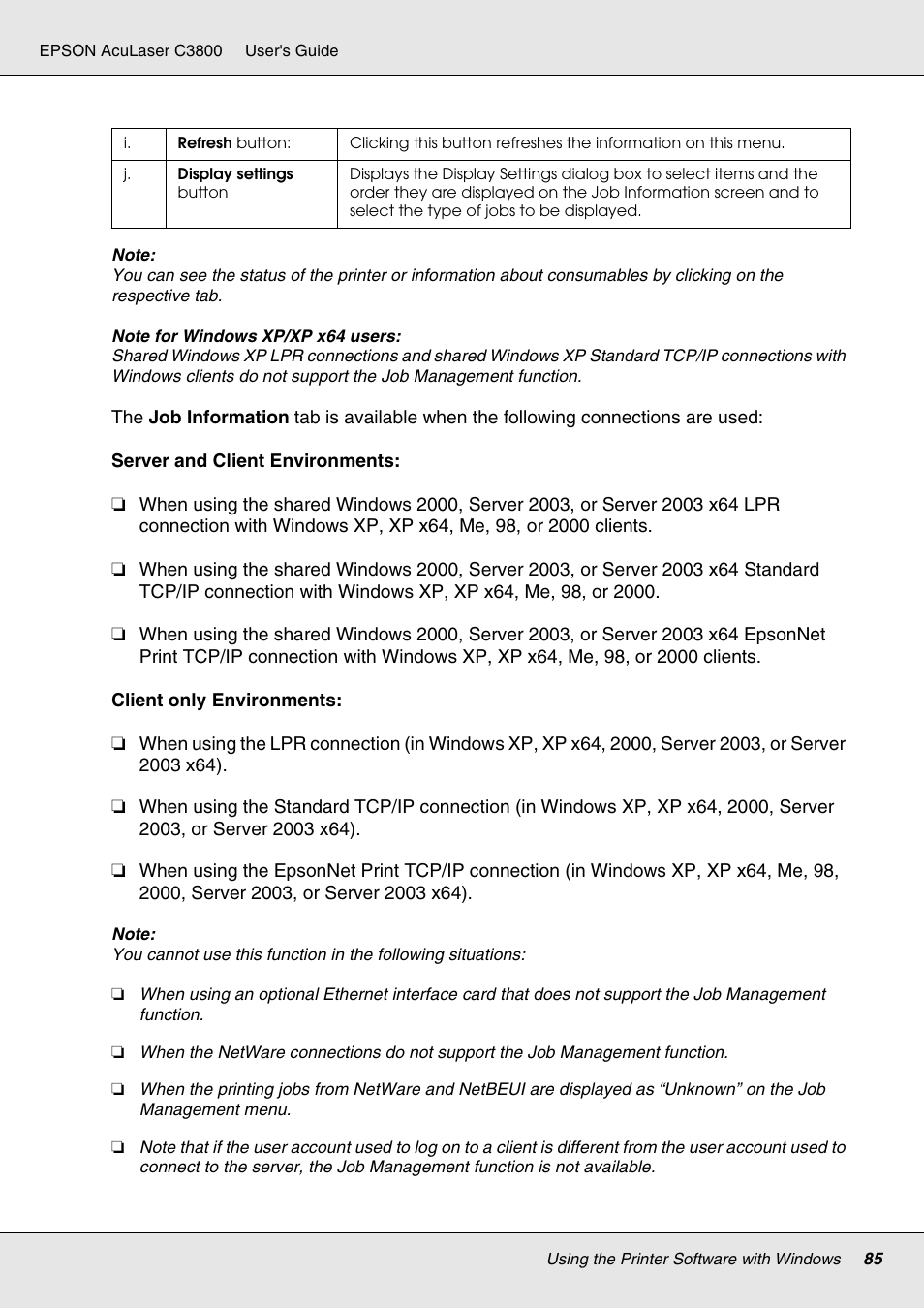 Epson ACULASER C3800 User Manual | Page 85 / 302