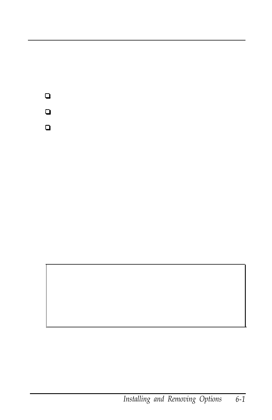 Chap-6 installing and removing options, Installing and removing options, Chapter 6 | Epson Equity 320SX PLUS User Manual | Page 103 / 230