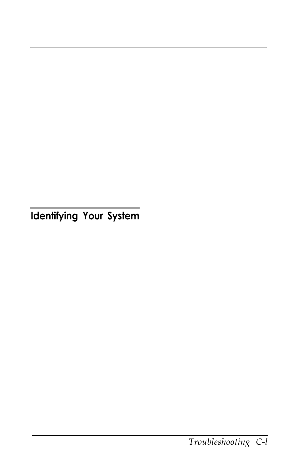 Appendix-c troubleshooting, Identifying your system, Troubleshooting | Appendix c | Epson Equity 320SX PLUS User Manual | Page 186 / 230