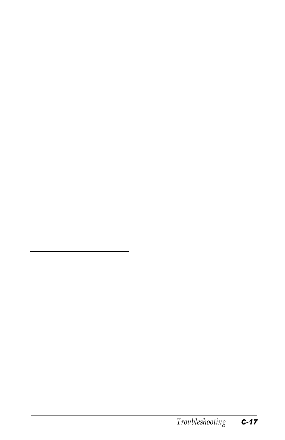 Option card problems, C-17 | Epson Equity 320SX PLUS User Manual | Page 202 / 230