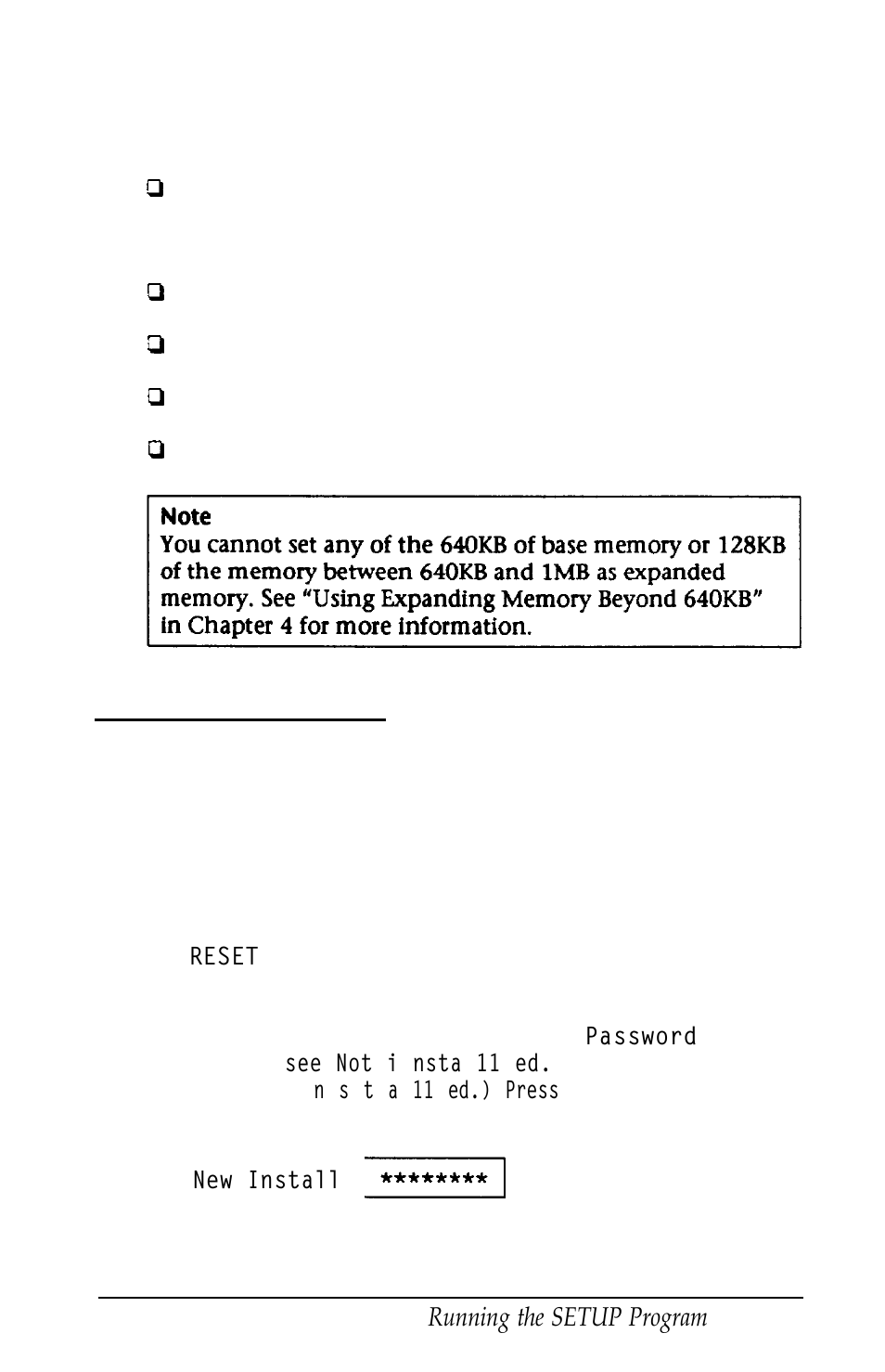 Setting the password | Epson Equity 320SX PLUS User Manual | Page 48 / 230