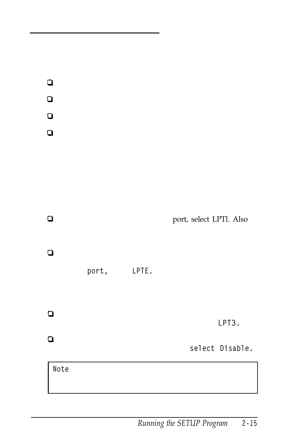 Setting the built-in interfaces, Setting the paralel interface | Epson Equity 320SX PLUS User Manual | Page 50 / 230