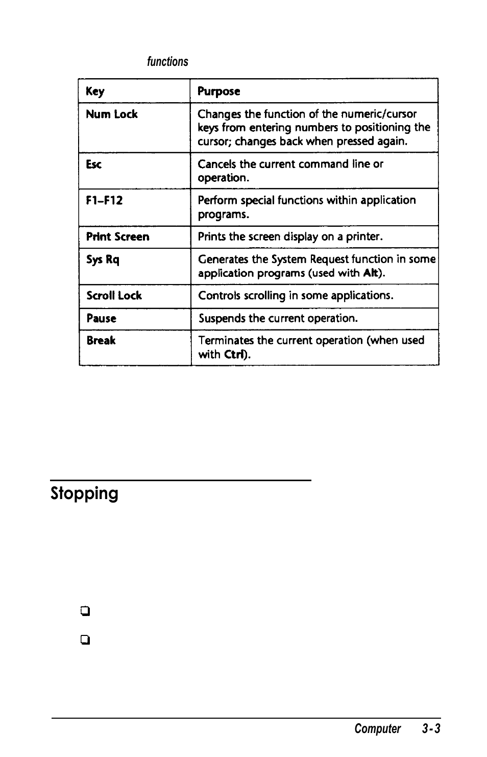 Stopping a command of a program, Stopping a command of program | Epson Equity 320SX PLUS User Manual | Page 55 / 230