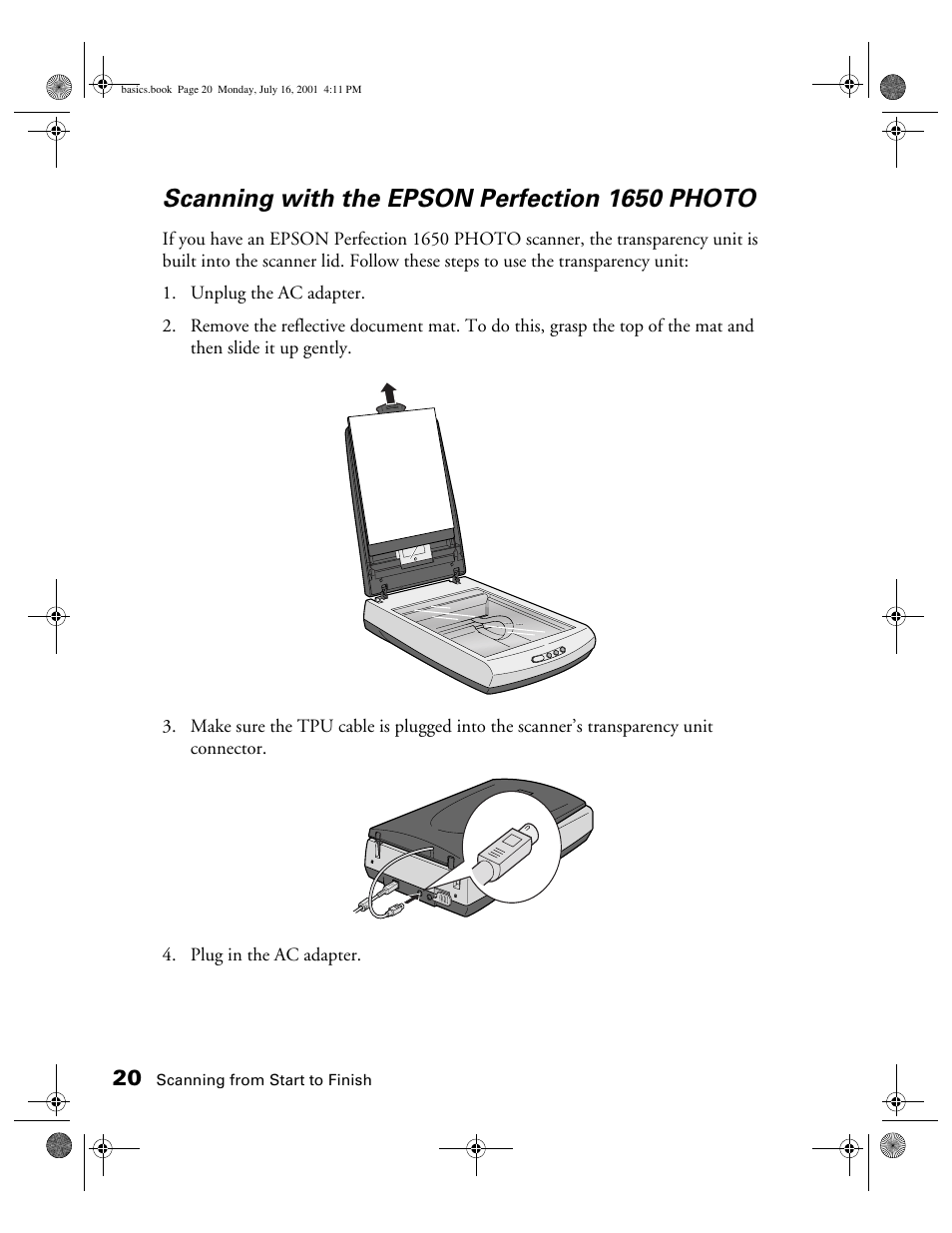 Scanning with the epson perfection 1650 photo | Epson 1250 User Manual | Page 24 / 48